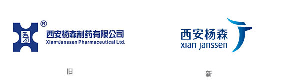 西安杨森制药的旧LOGO和新Logo对比